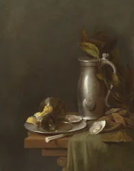 Ein Zinnkrug und Teller, 17. Jahrhundert